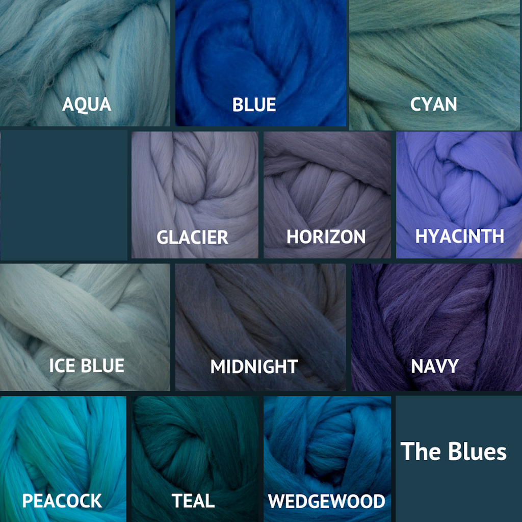 Natural Wool Roving (Blue)